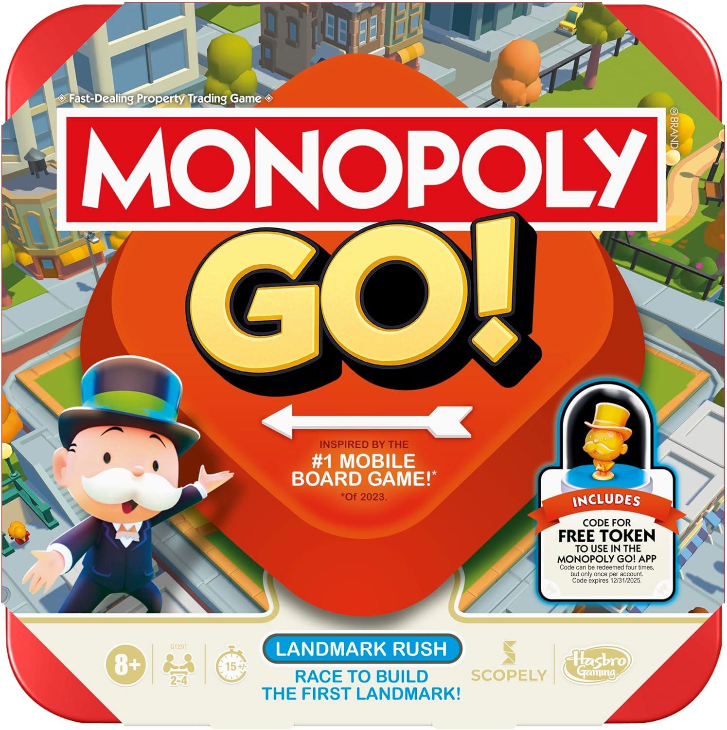 Monopoly GO! Board Versus Mobile: Tested Play ... Ages 8+, 2-4 Players, Travel Fun!