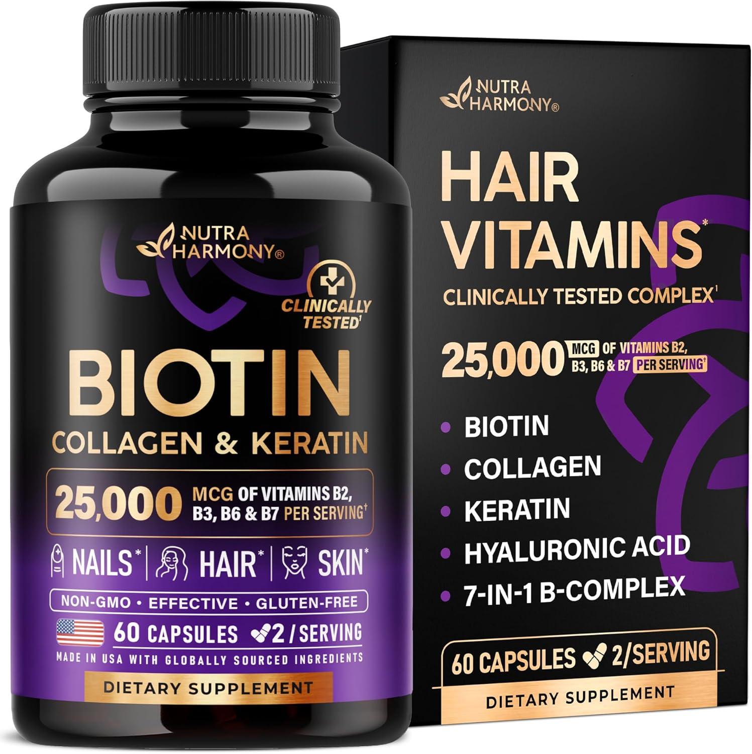 Biotin Collagen Keratin Versus Tested - Hair Skin Nails... Seasonal Boost For Women Men (60 Caps)