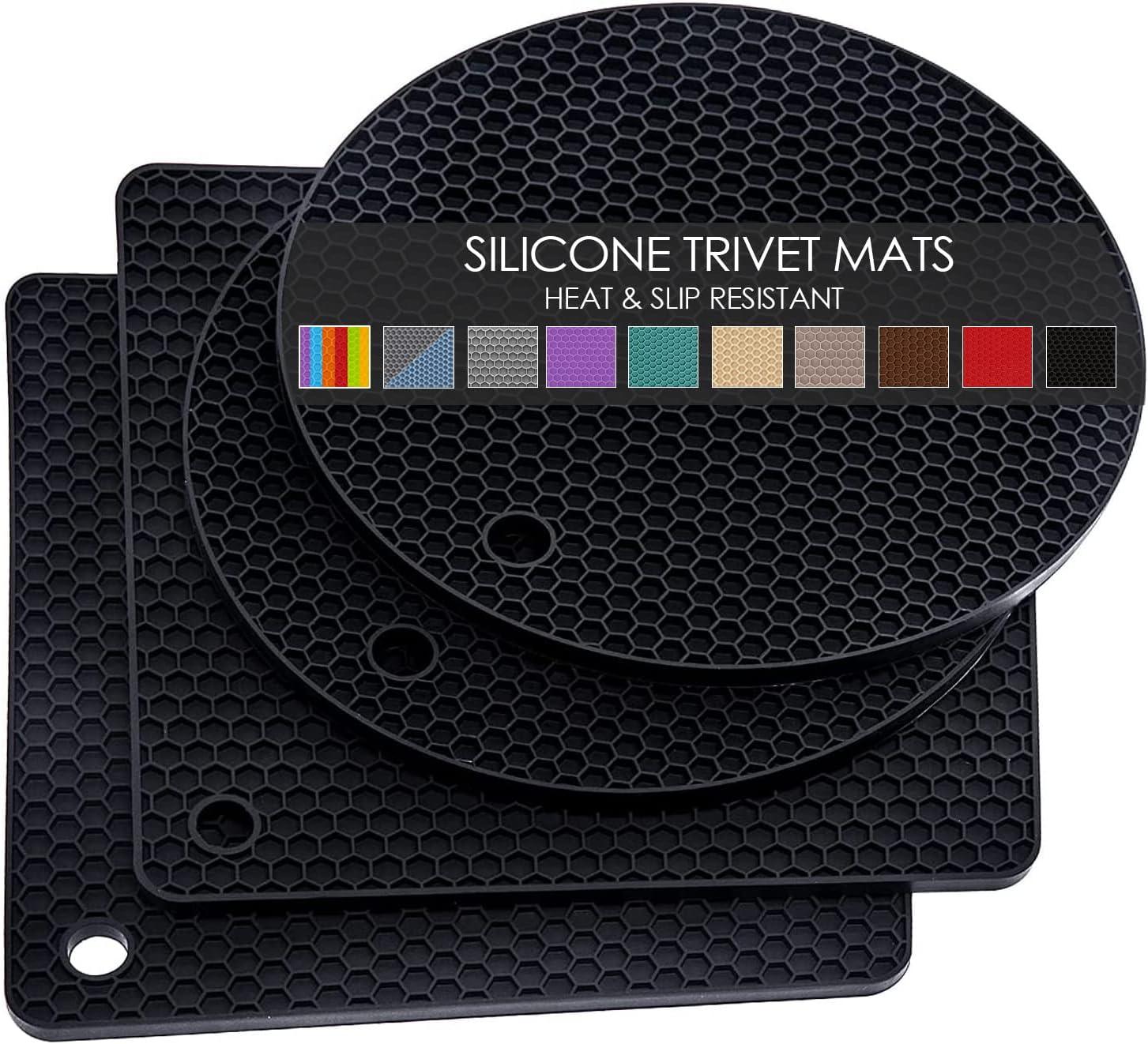 Non-Slip, Tested Mats Versus Pots: Black Trivet Set’s Surprising Kitchen Edge
