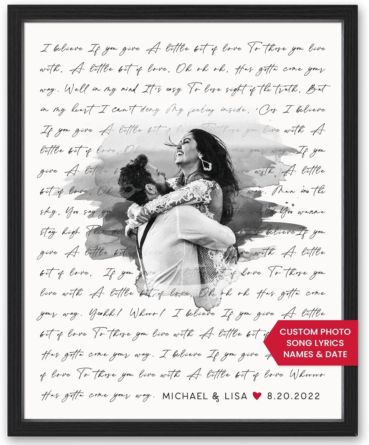 Personalized Lyrics Art: Custom Song Compaied...Texas style Romantic Gift!