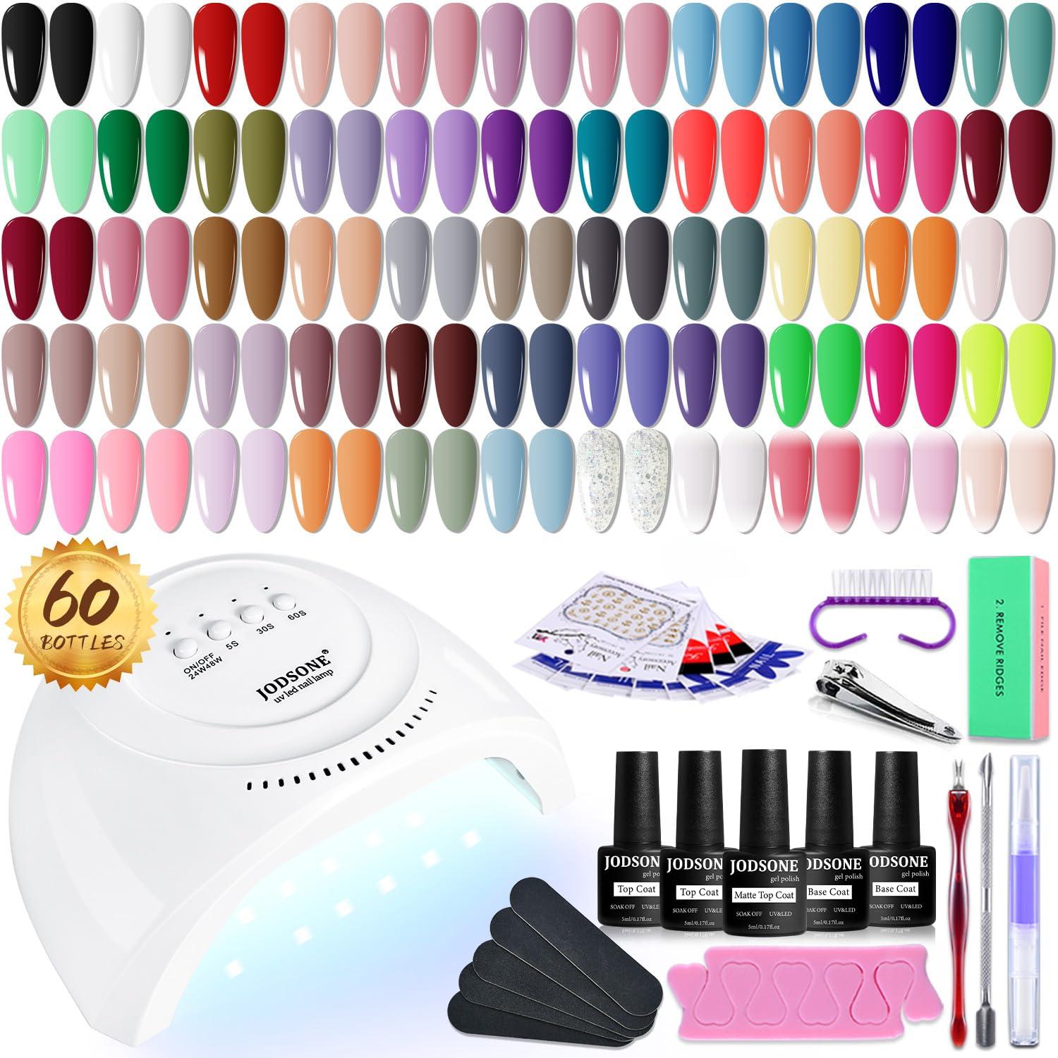 60 Color Gel Manicure Set with UV Light: Tested Colors, Base Top Coat… Bright vs. Dark: Surprising Insight