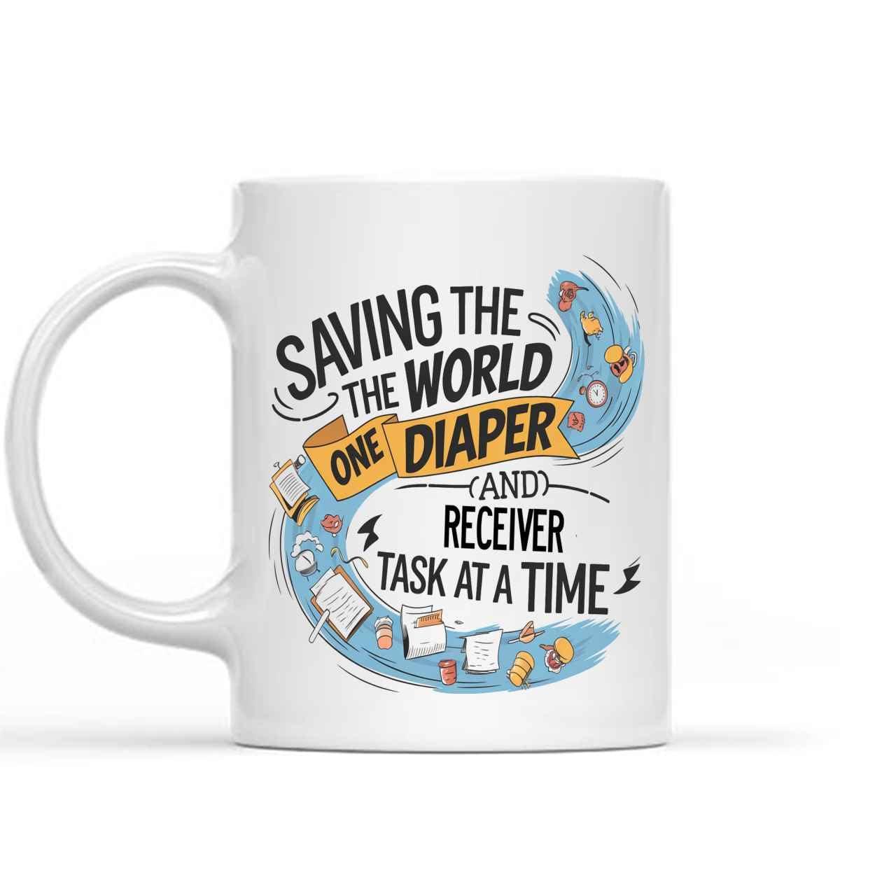 Funny Coffee Mug: Receiver Diaper Savings Compared... Tested For Mom's Laugh!