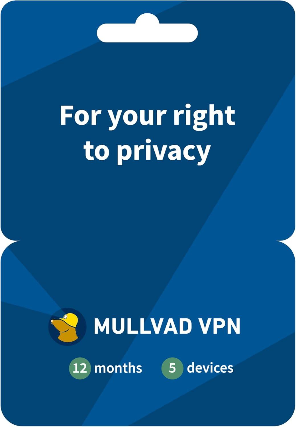 Mullvad 12 Mo, 5 Dev - Tested Privacy VPN - Surprising Deal... Online Security Savvy!