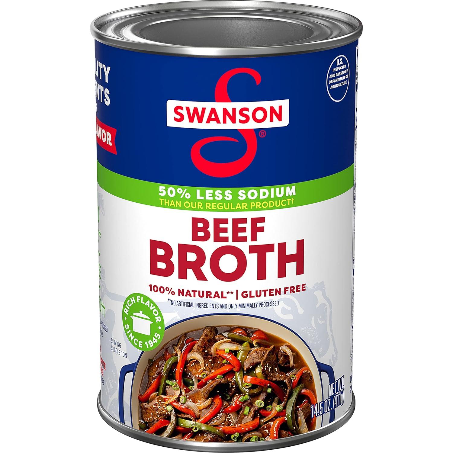 Swanson Beef Broth: 50% Less Sodium, 100% Surprising Flavor