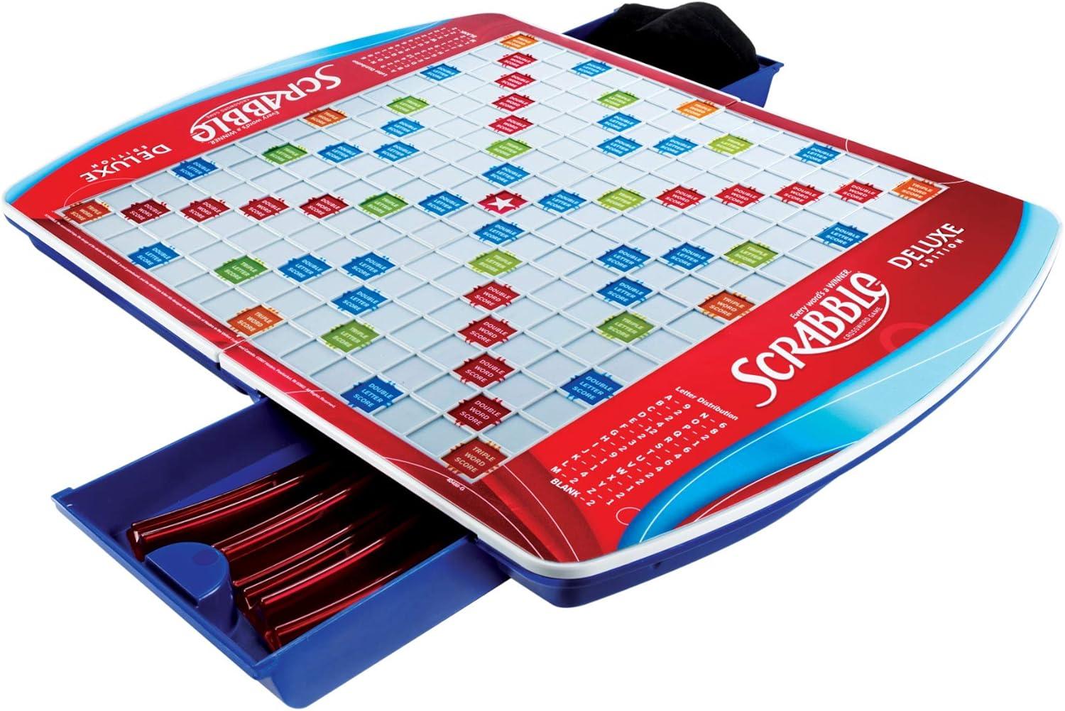 Compare Hasbro Scrabble vs. Deluxe... Bigger Words, Same Fun, Amazon Exclusive Twist Here