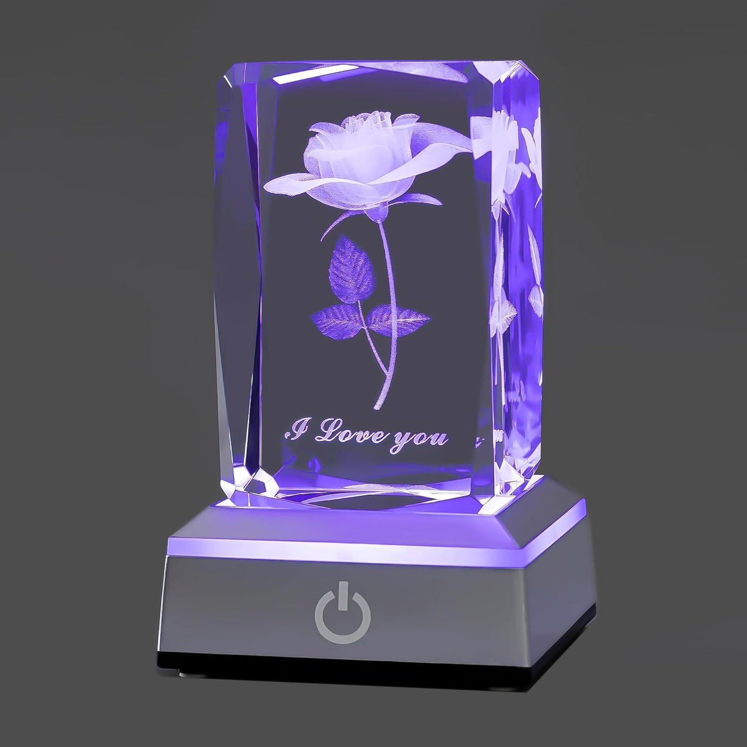 Multicolor Rose Crystal Nightlight vs. Romantic Gift... Shining Surprisingly Bright For Anniversary