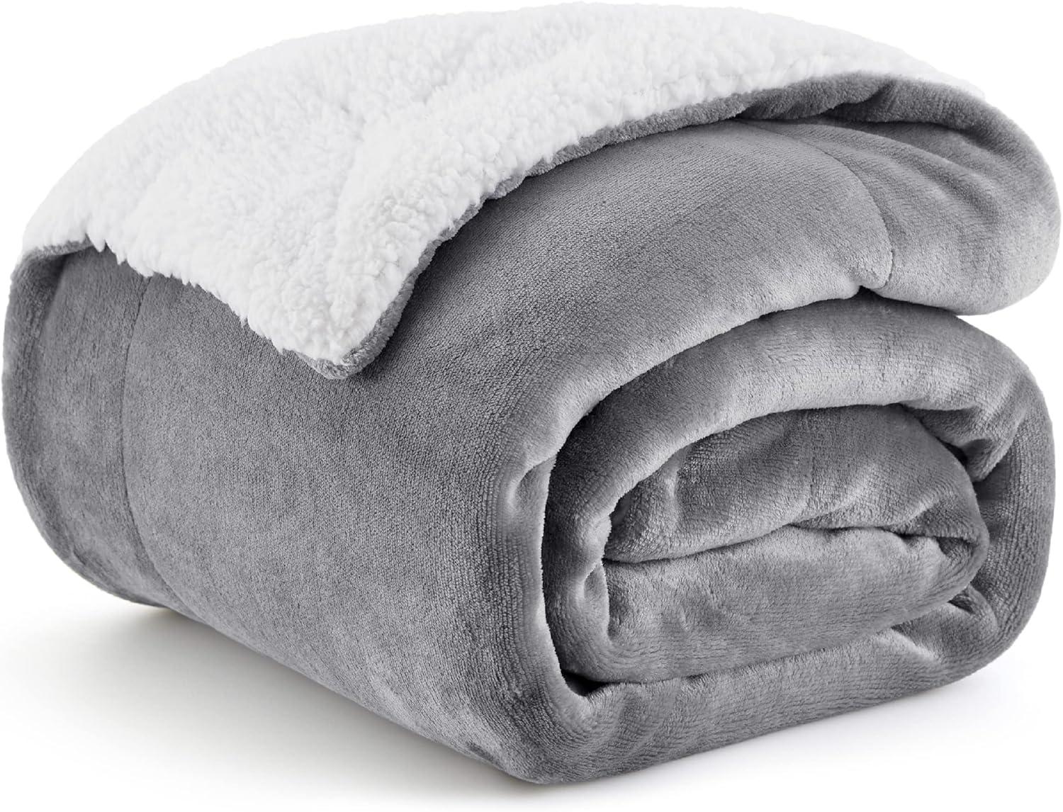 Surprising BedSure vs. Sherpa Throw: Warm, Tested, Grey couch cozy... Perfect winter gift!