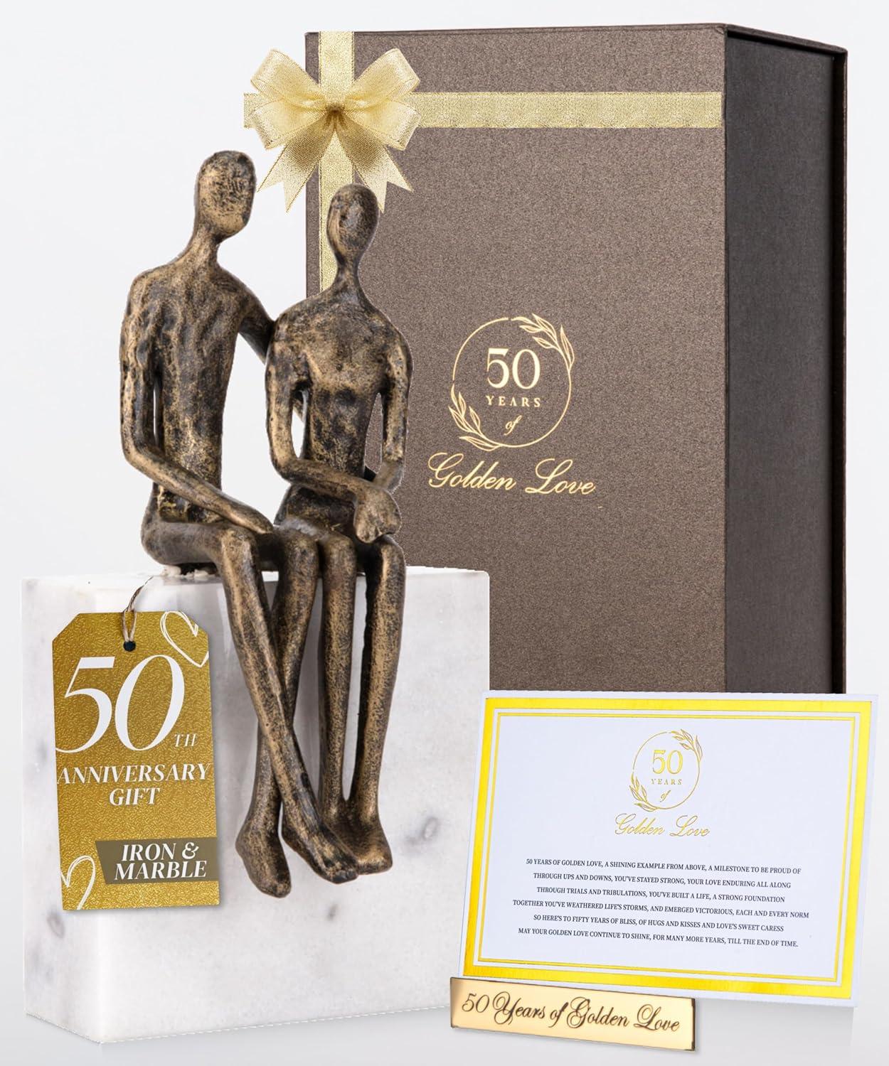 Unique 50th Gift: Iron Marble Sculpture - Tested Sweetness, Engraved insolite… Perfect Anniversary