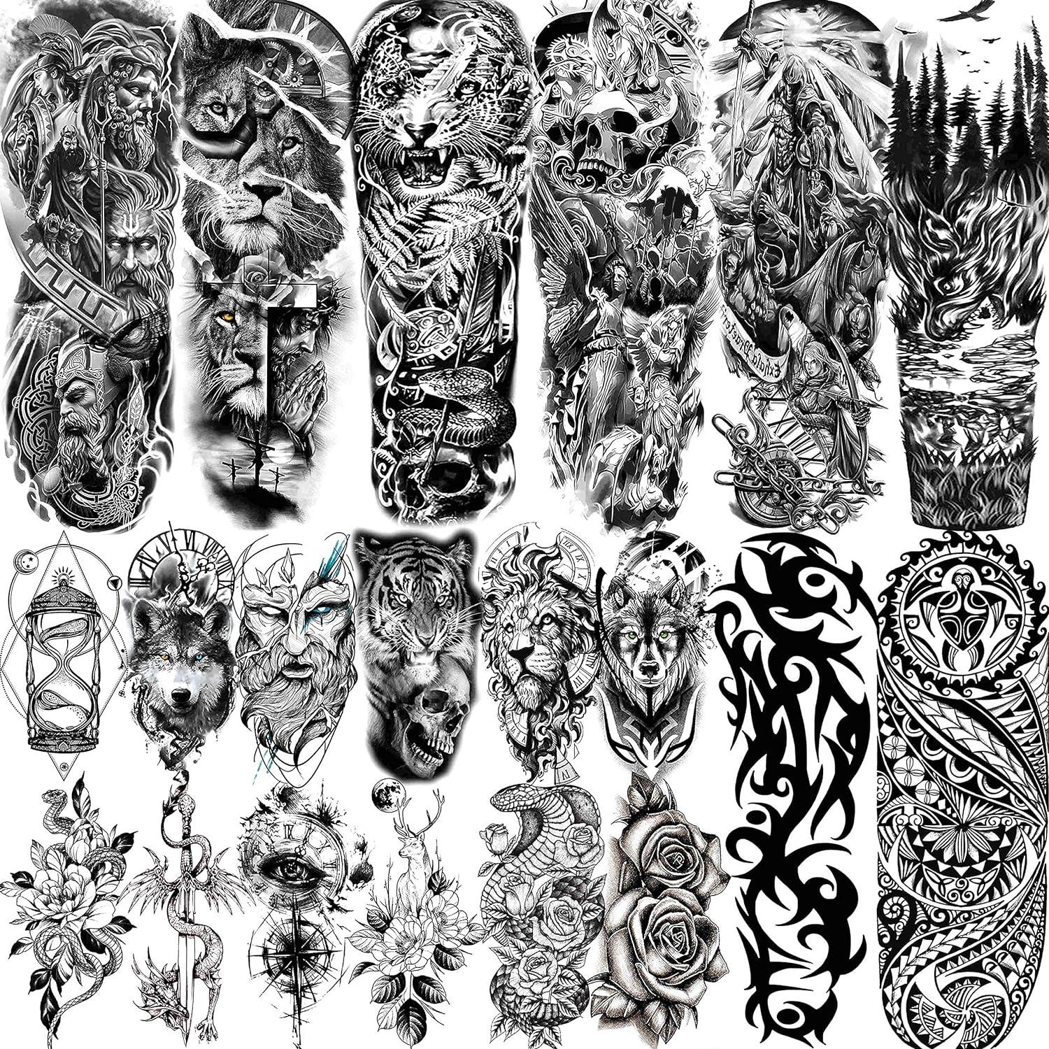 20 Sheets Extra Large Full Arm Temp Tattoos: Tested, Compared With Tiger, Snake, Leopard Designs