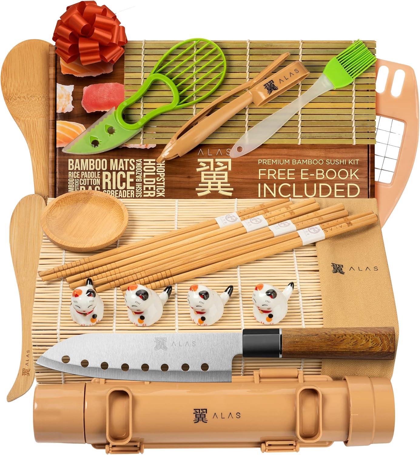 Alas Sushi Set Showdown: Knife, Mats, Bazooka Versus Pros... Perfect For Beginners!