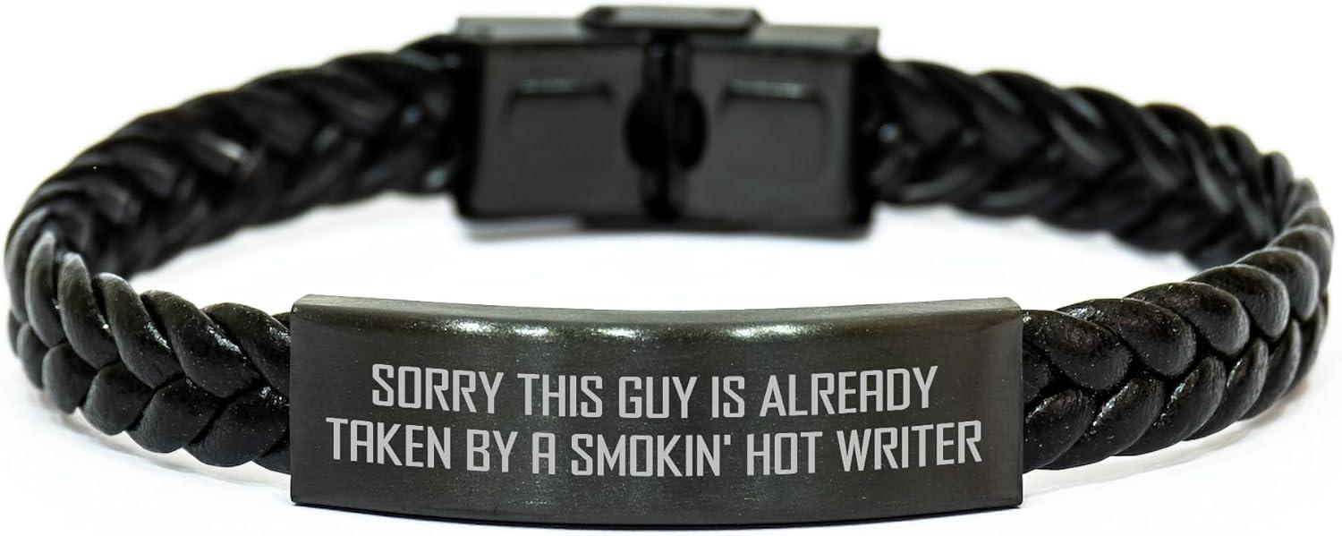 Funny Writer Gift: Leather Bracelet-Tested, Smokin' Hot Dad’s Day Win